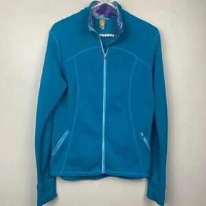 Lucy Active Full Zip Sweater Blue Turquoise Teal Track Jacket Lightweight